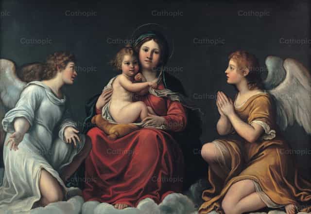 La Virgen con el Niño y los ángeles - Banco de imágenes católicas