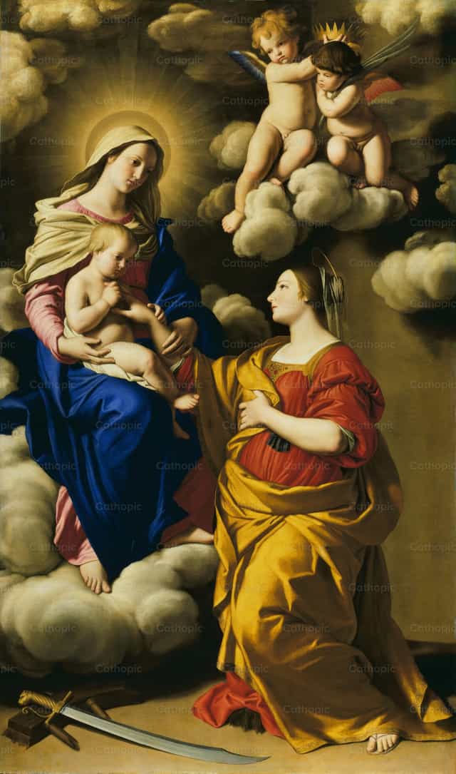 El matrimonio místico de Santa Catalina - Banco de imágenes católicas