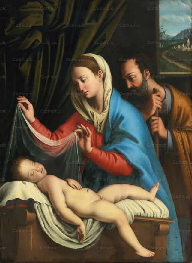 La Virgen y San José con el Niño dormido - Banco de imágenes católicas