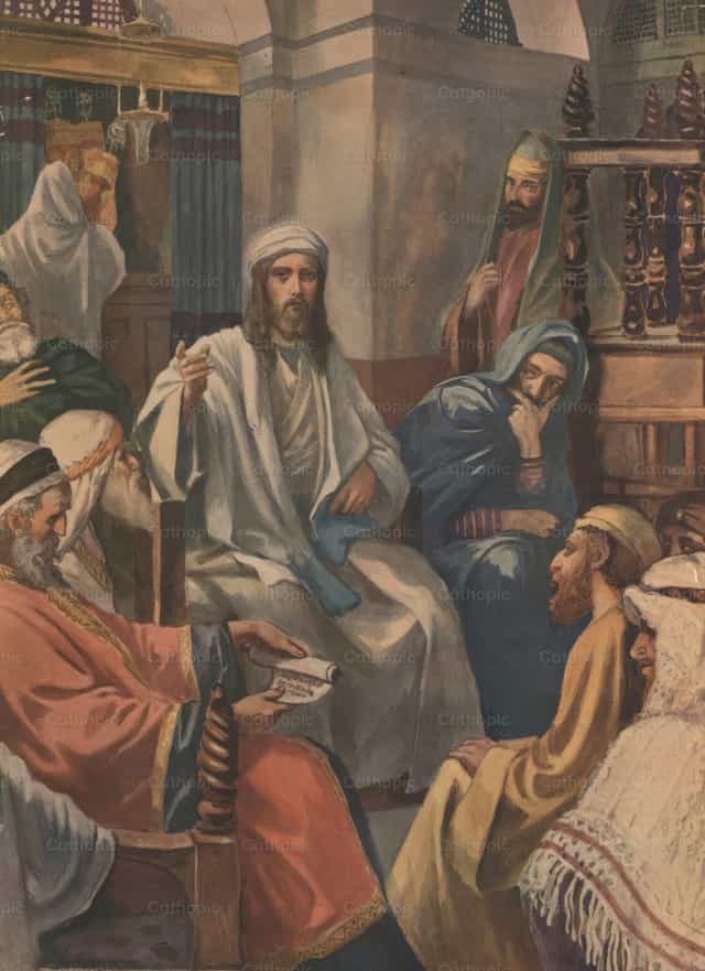 拿撒勒会堂中的耶稣 - 天主教图库图片 - 摄影： Restored Christian Art
