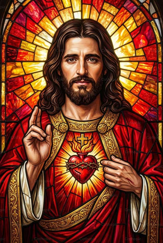 Salaming May Burda na Larawan ng Puso ni Hesus - Mga Catholic stock image - Larawan ni Carlos Daniel