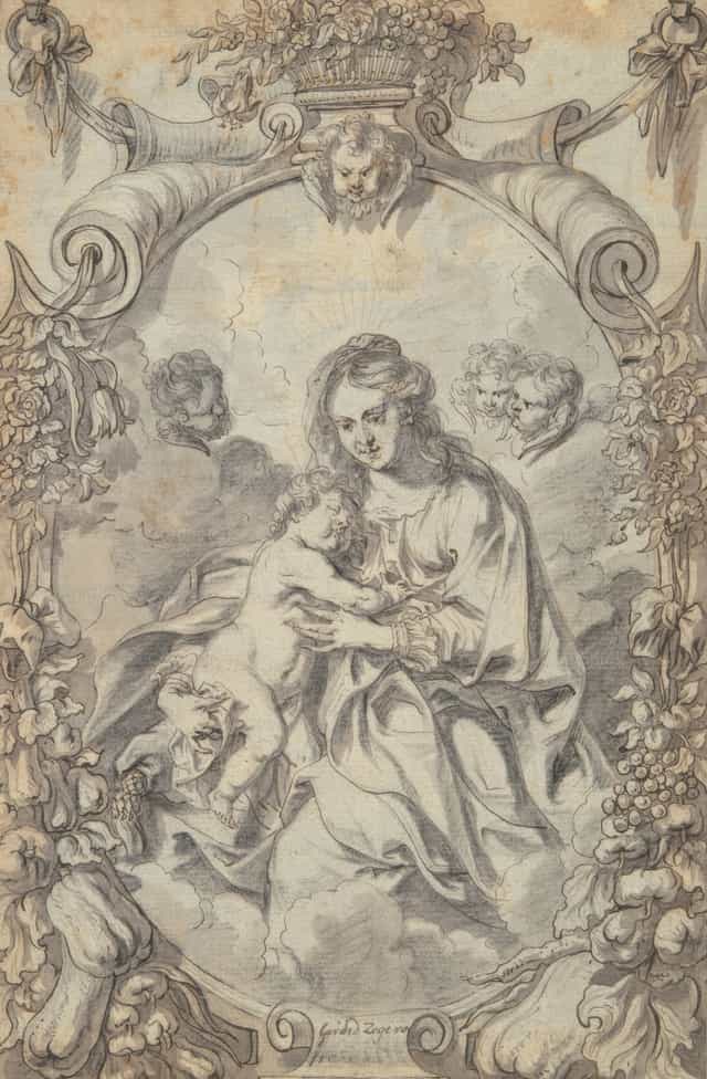 장식 액자 속의 마리아 - 가톨릭 스톡 이미지 - 사진 제공 Restored Christian Art