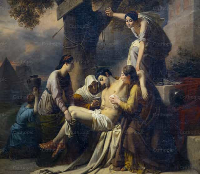 Pintura (siglo XIX) de San Sebastián, mártir y santo católico. - Banco de imágenes católicas
