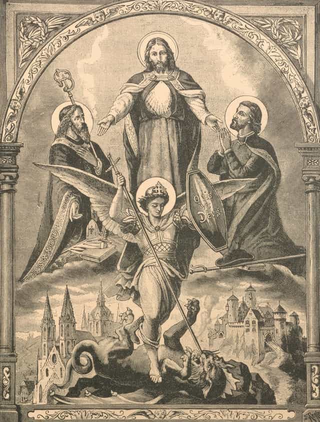 And may the God of peace crush Satan under your fe - Catholic stock images