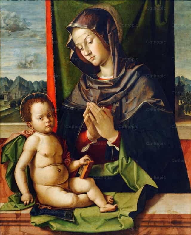 Birheng nag-aadore sa sanggol - Mga Catholic stock image