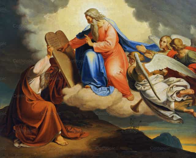 하느님께서 두 돌판에 십계명을 쓰시다 - 가톨릭 스톡 이미지 - 사진 제공 Restored Christian Art