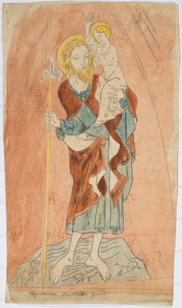 San Cristóbal llevando al Niño Jesús - Banco de imágenes católicas