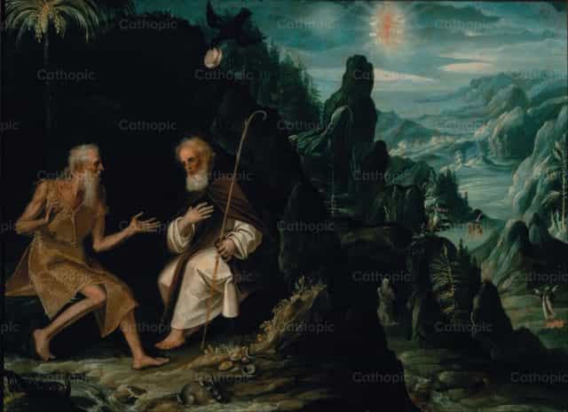 隐士们：圣保禄与圣安东尼 - 天主教图库图片 - 摄影： Restored Christian Art