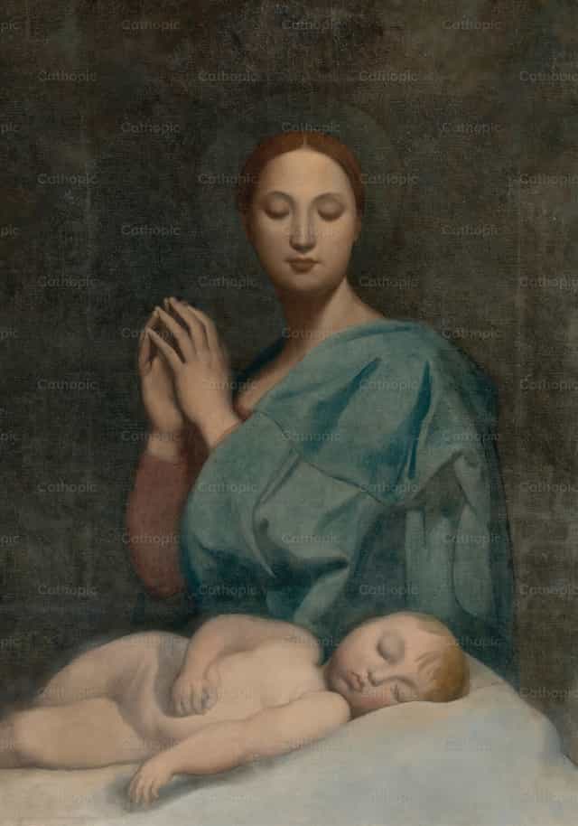 Szűzanya az alvó Gyermek Jézussal - Katolikus stockképek - Fotó: Restored Christian Art