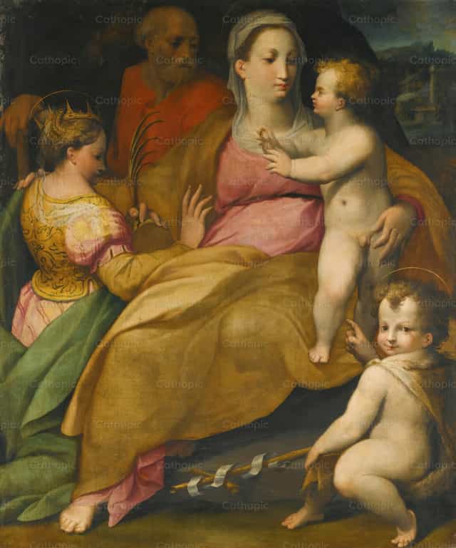 Mistyczne zaślubiny św. Katarzyny - Katolickie zdjęcia stockowe - Zdjęcie: Restored Christian Art