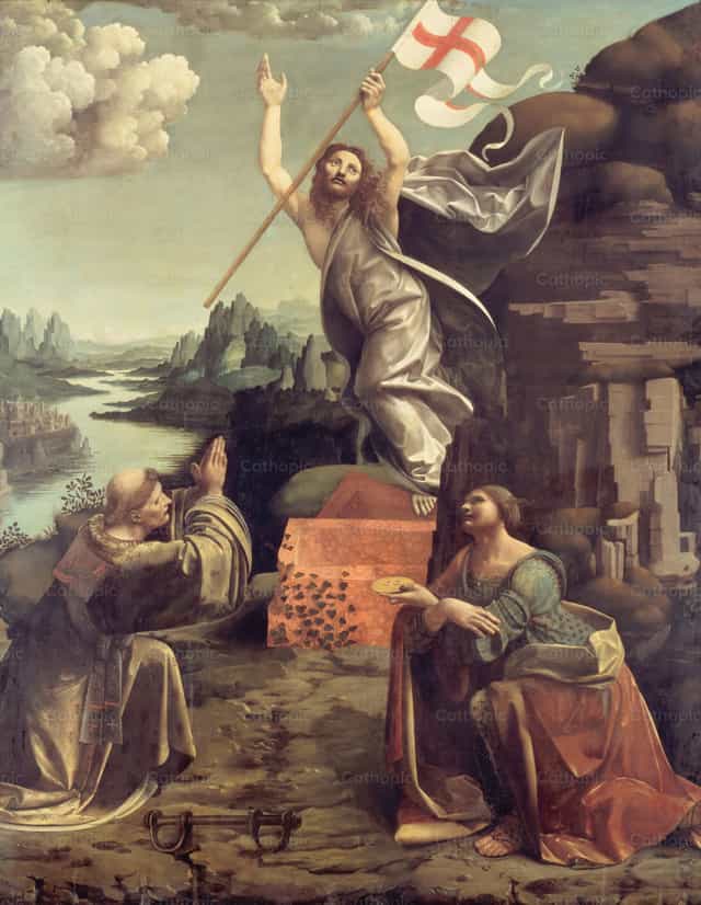 Krisztus feltámadása Szent Lénárddal - Katolikus stockképek - Fotó: Restored Christian Art