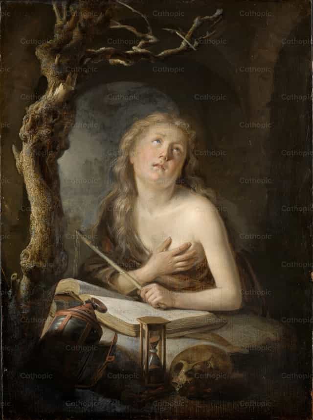Marie-Madeleine pénitente au désert - Images catholiques de stock