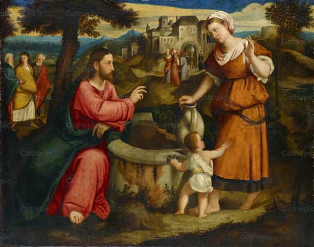 야곱의 우물(시카르)에서 사마리아 여인과 그리스도 - 가톨릭 스톡 이미지 - 사진 제공 Restored Christian Art