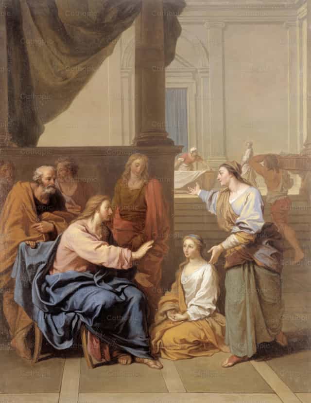 Christ at the Home of Martha and Mary - Catholic stock images - Photo by Restored Christian Art