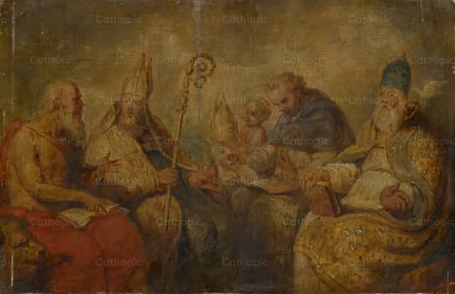 I quattro Padri latini della Chiesa - Immagini stock cattoliche - Foto di Restored Christian Art