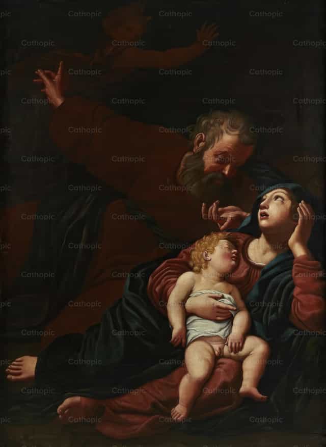 이집트로의 피난 도중의 휴식 - 가톨릭 스톡 이미지 - 사진 제공 Restored Christian Art