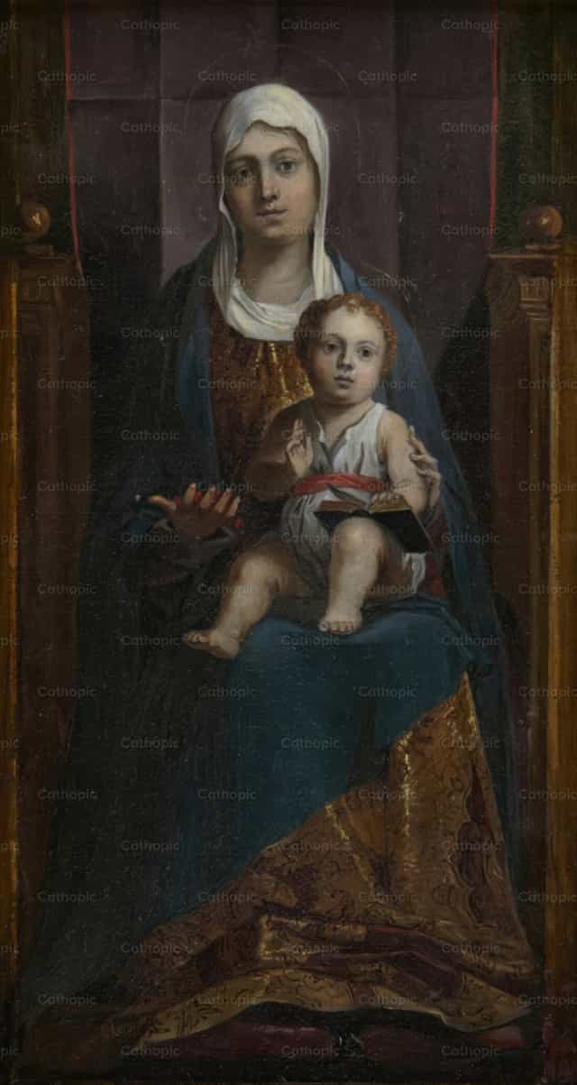 La Virgen con el Niño - Banco de imágenes católicas - Fotografía por Restored Christian Art