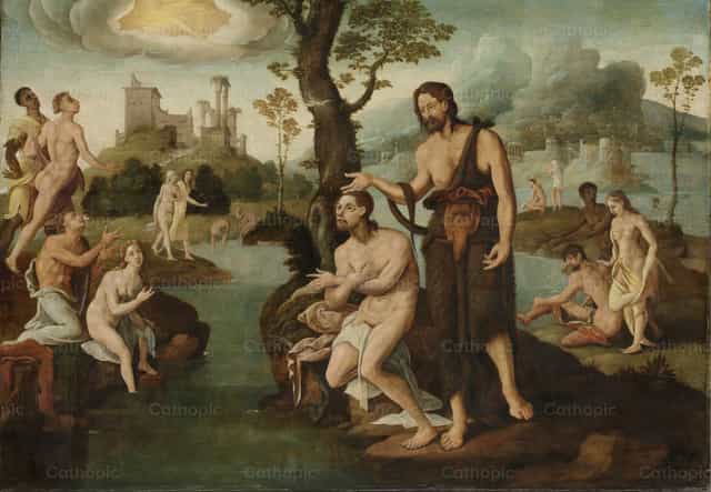 O batismo de Cristo - Imagens católicas de stock