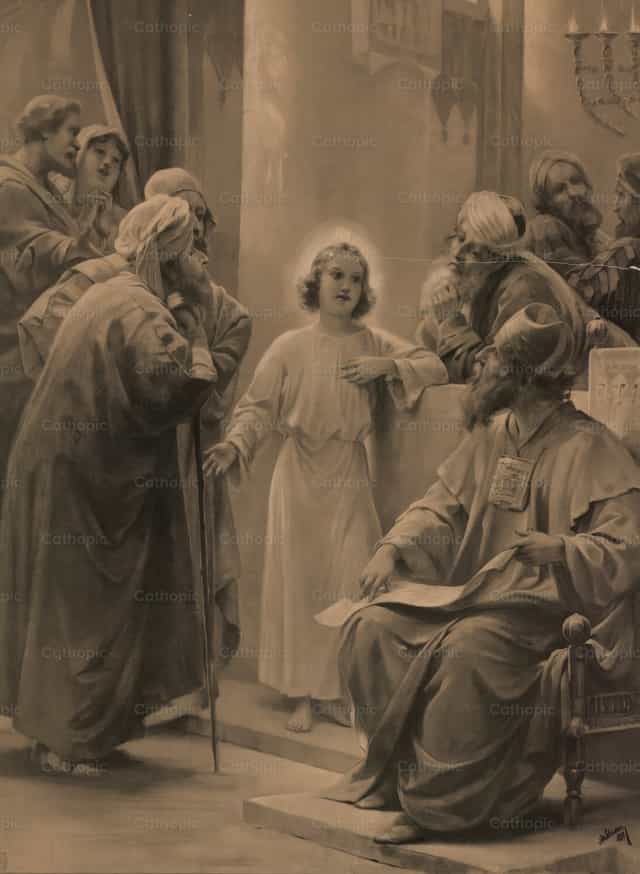 Jézus 12 évesen a templomban - Katolikus stockképek - Fotó: Restored Christian Art