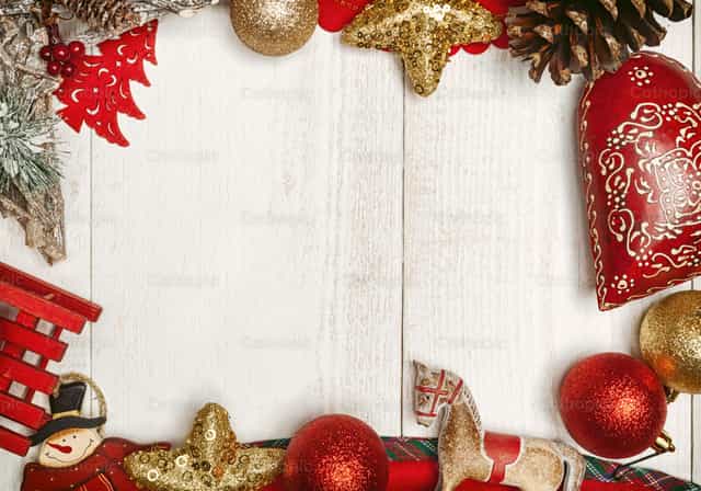 Cornice di Natale su sfondo di legno bianco - Immagini stock cattoliche