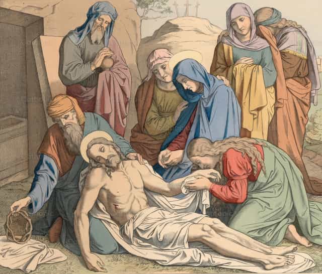 Jesús es depositado en el sepulcro - Banco de imágenes católicas