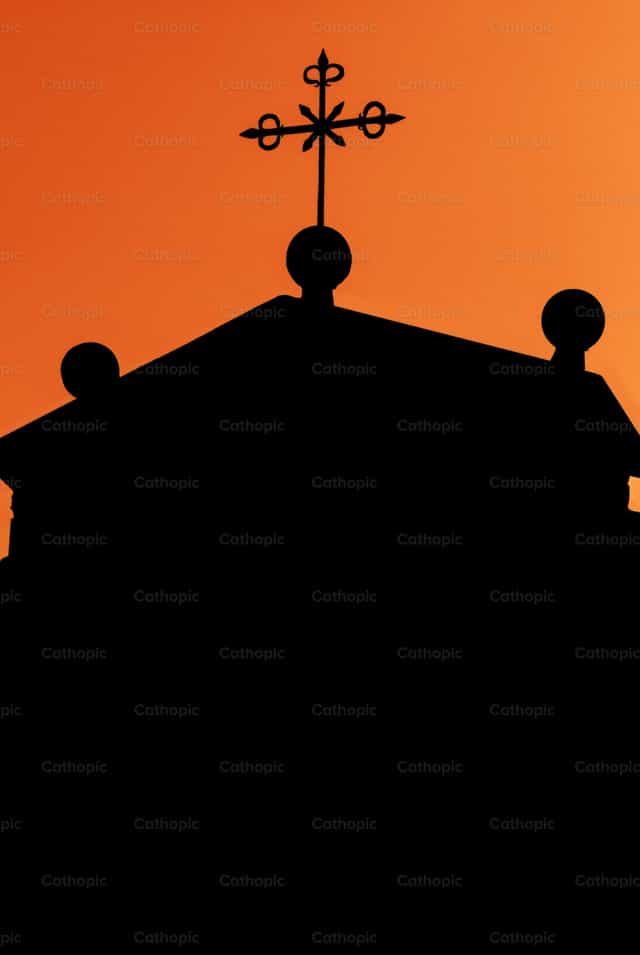 Silhouette d’église - Images catholiques de stock