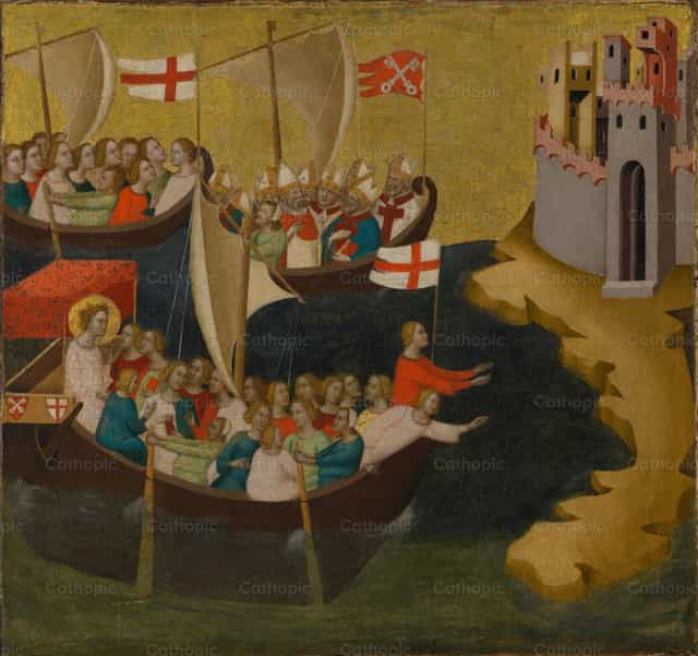 Przybycie św. Urszuli do Kolonii - Katolickie zdjęcia stockowe - Zdjęcie: Restored Christian Art