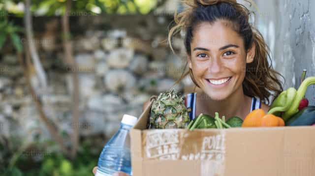 Bénévole portant de la nourriture pour la livraison - Images catholiques de stock - Photo de Carolina BR