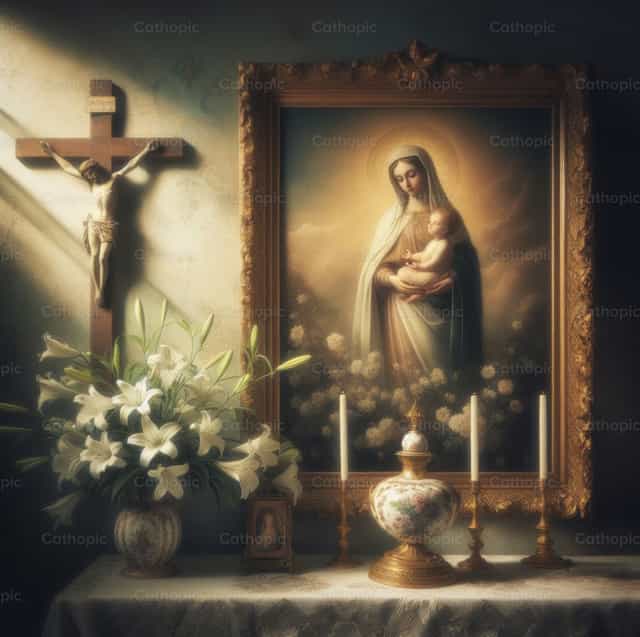 Ang Birhen, si Kristo at ang batang si Jesus - Mga Catholic stock image