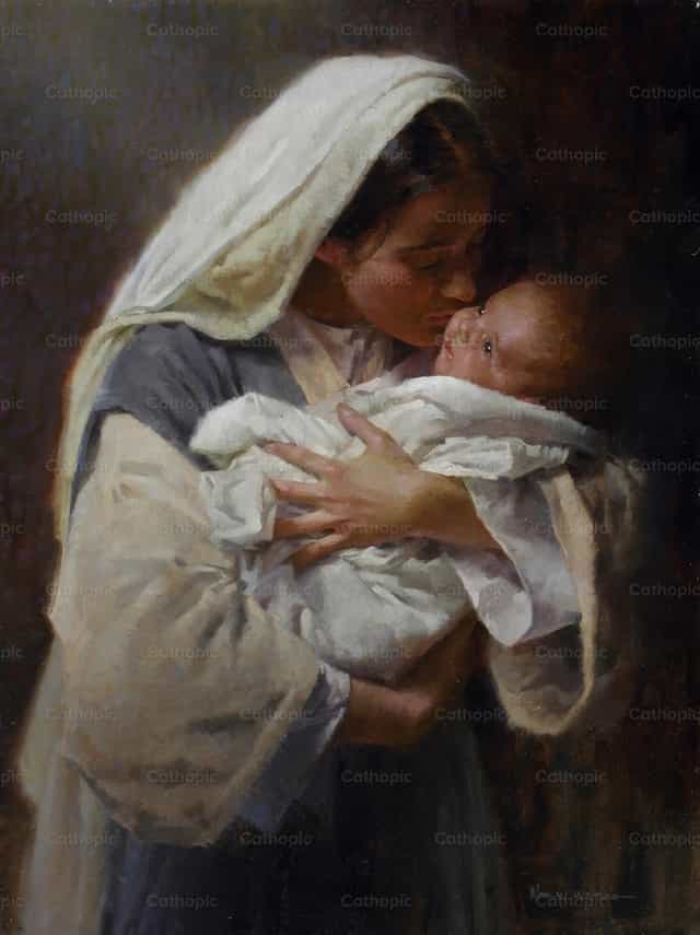 Virgen Maria con bebe - Banco de imágenes católicas
