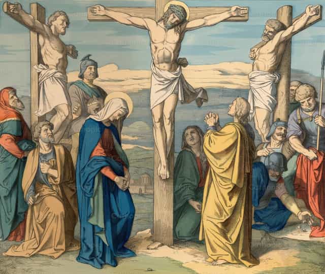 Binibigkas ni Jesus ang kanyang pitong huling pananalita at namatay - Mga Catholic stock image - Larawan ni Restored Christian Art