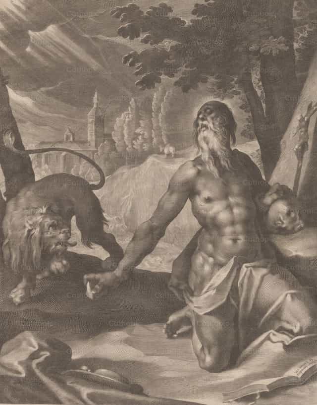 San Girolamo nel deserto - Immagini stock cattoliche