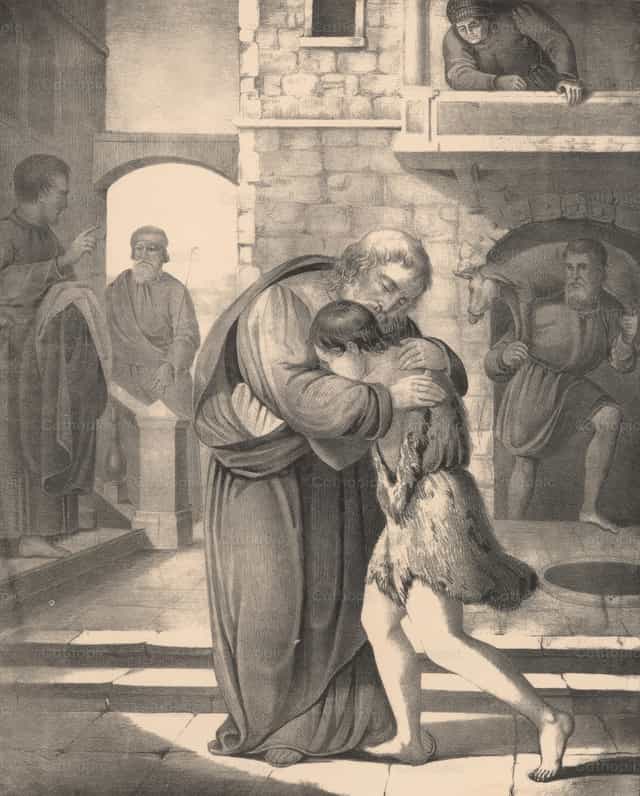 Il figlio prodigo ritorna - Immagini stock cattoliche