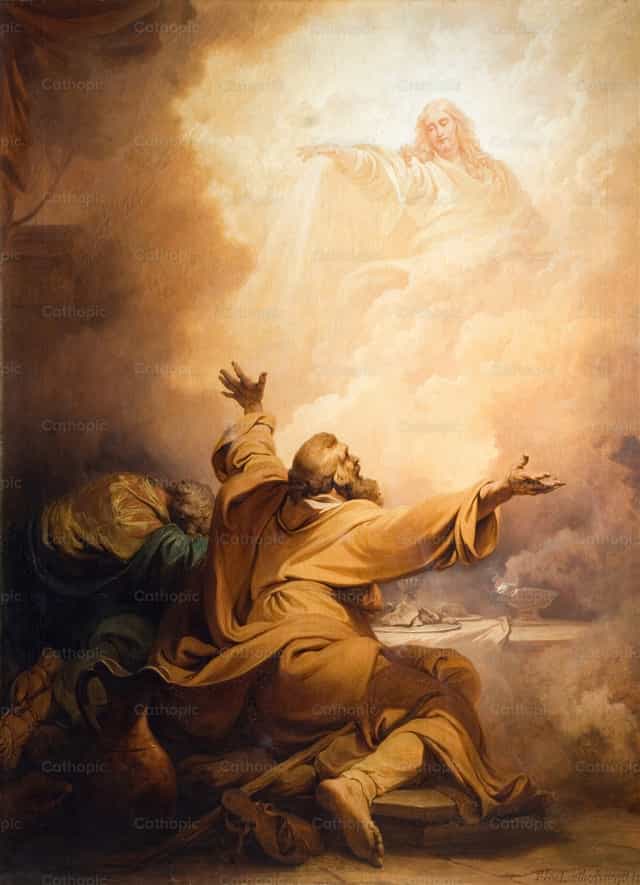 Christus verschijnt aan de leerlingen in Emmaüs - Katholieke stockfoto's - Foto door Restored Christian Art