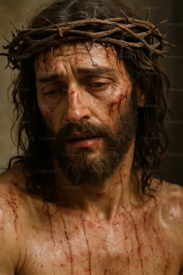 Jesus Christus mit Dornenkrone - Katholische Stockfotos