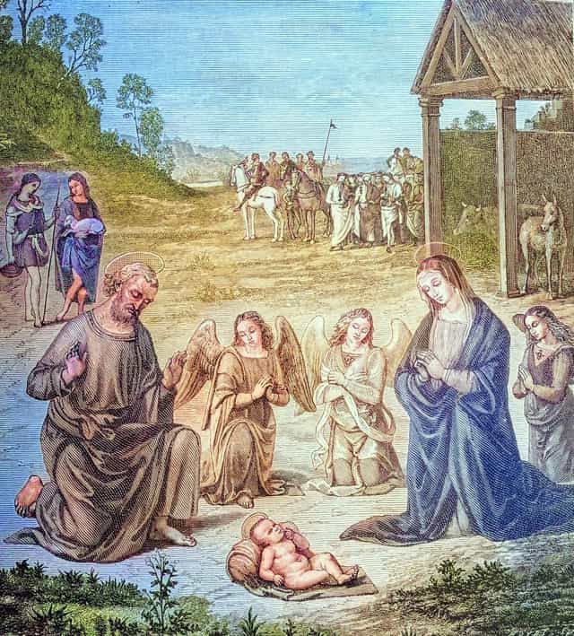 성탄 장면의 빈티지 삽화 - 가톨릭 스톡 이미지 - 사진 제공 Bible and Art