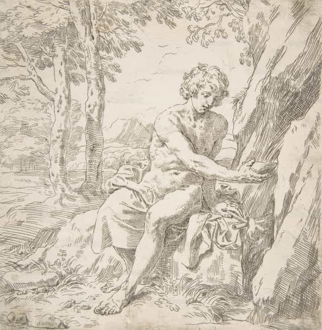 Si San Juan Bautista sa disyerto - Mga Catholic stock image