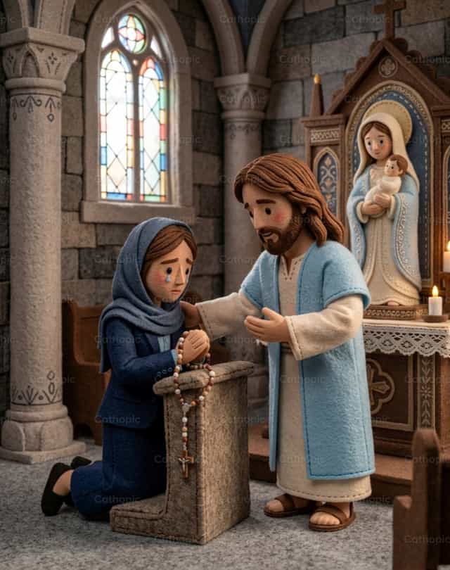 Mga Gawa ng Awa - Manalangin sa Diyos - Mga Catholic stock image - Larawan ni Clina CG