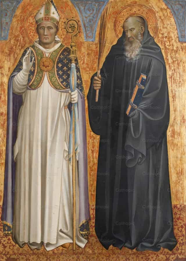 San Benedetto e il vescovo Donato - Immagini stock cattoliche