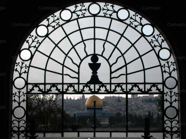 Window of a temple in the Holy Land - Catholic stock images