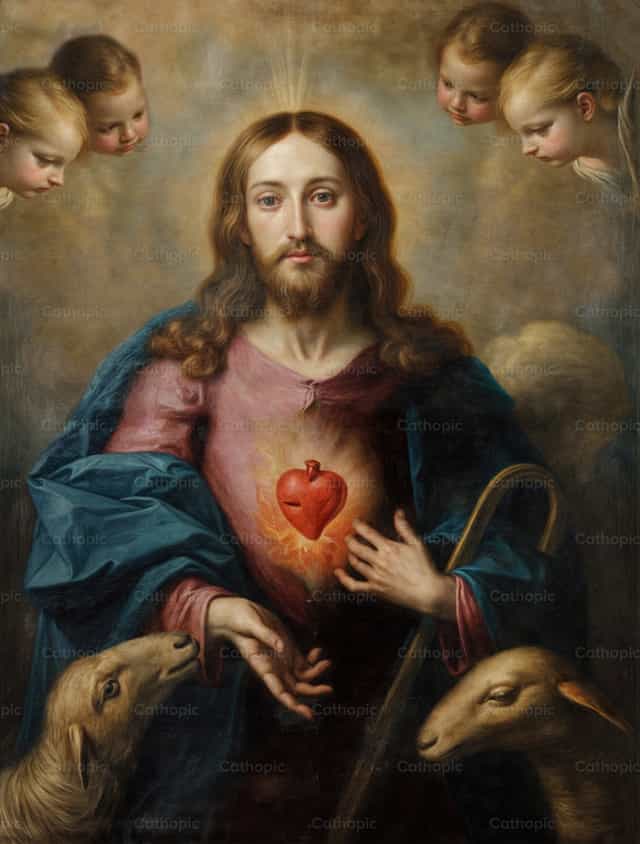Sagradong Puso ni Hesus, Pastol ng mga Tupa - Mga Catholic stock image - Larawan ni Julián Iglesias