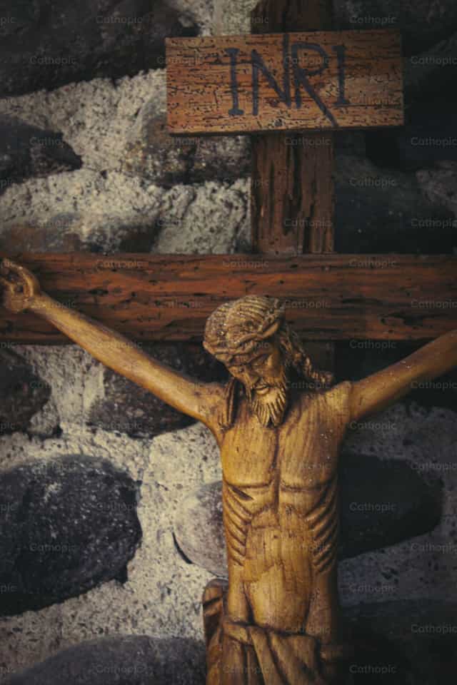 Wooden Jesus on the cross - Catholic stock images