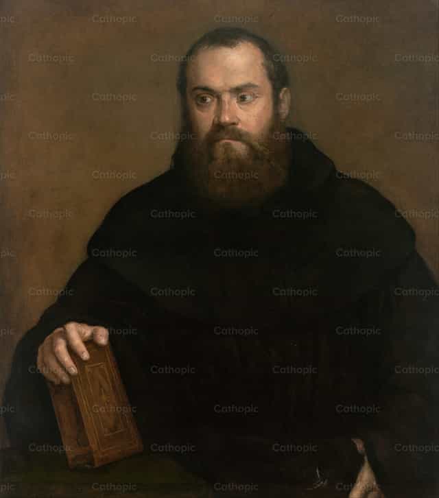 Un monje con un libro - Banco de imágenes católicas - Fotografía por Restored Christian Art