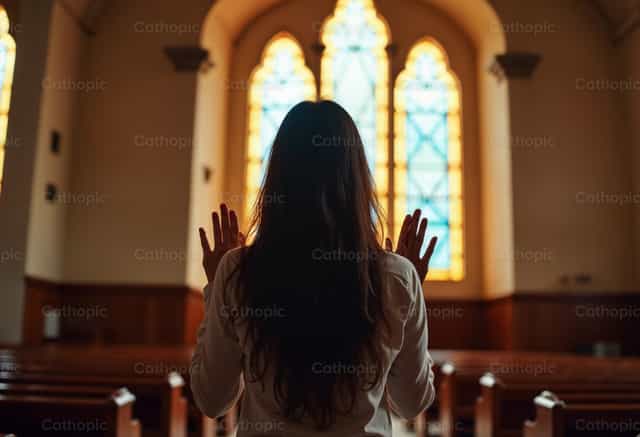 Oración en la Capilla - Banco de imágenes católicas
