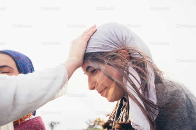 Pagpapala ni Birheng Maria ng Fatima kay Santa Jacinta - Mga Catholic stock image