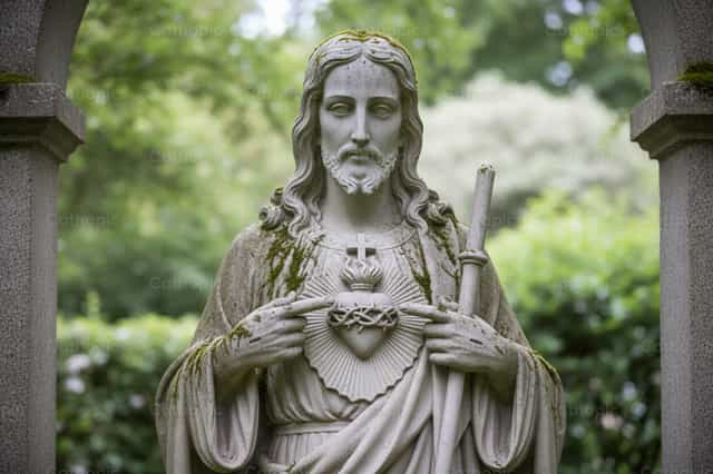 Banal na Awa - Batong estatwa ng Banal na Puso ni Hesus - Mga Catholic stock image - Larawan ni David Pleše