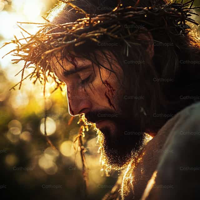 Jésus couronné d’épines - Images catholiques de stock