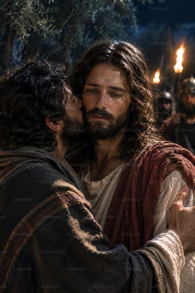 La trahison de Judas Iscariote - Images catholiques de stock