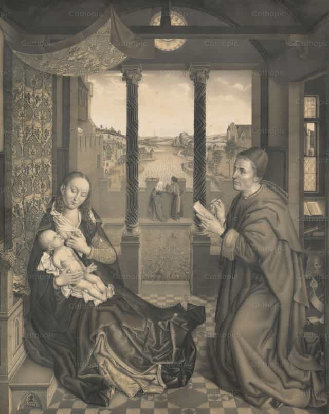 Saint Luke draws Mary with child. - Catholic stock images