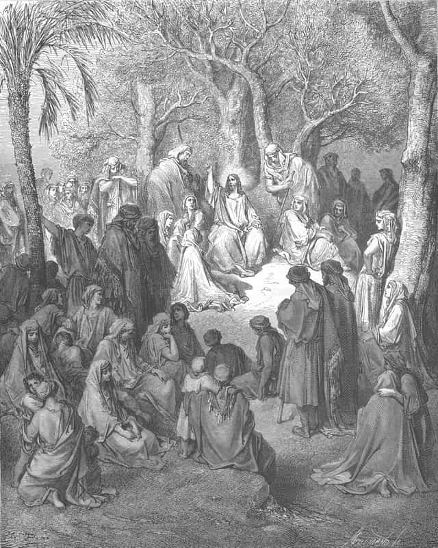 O Sermão da Montanha - Imagens católicas de stock
